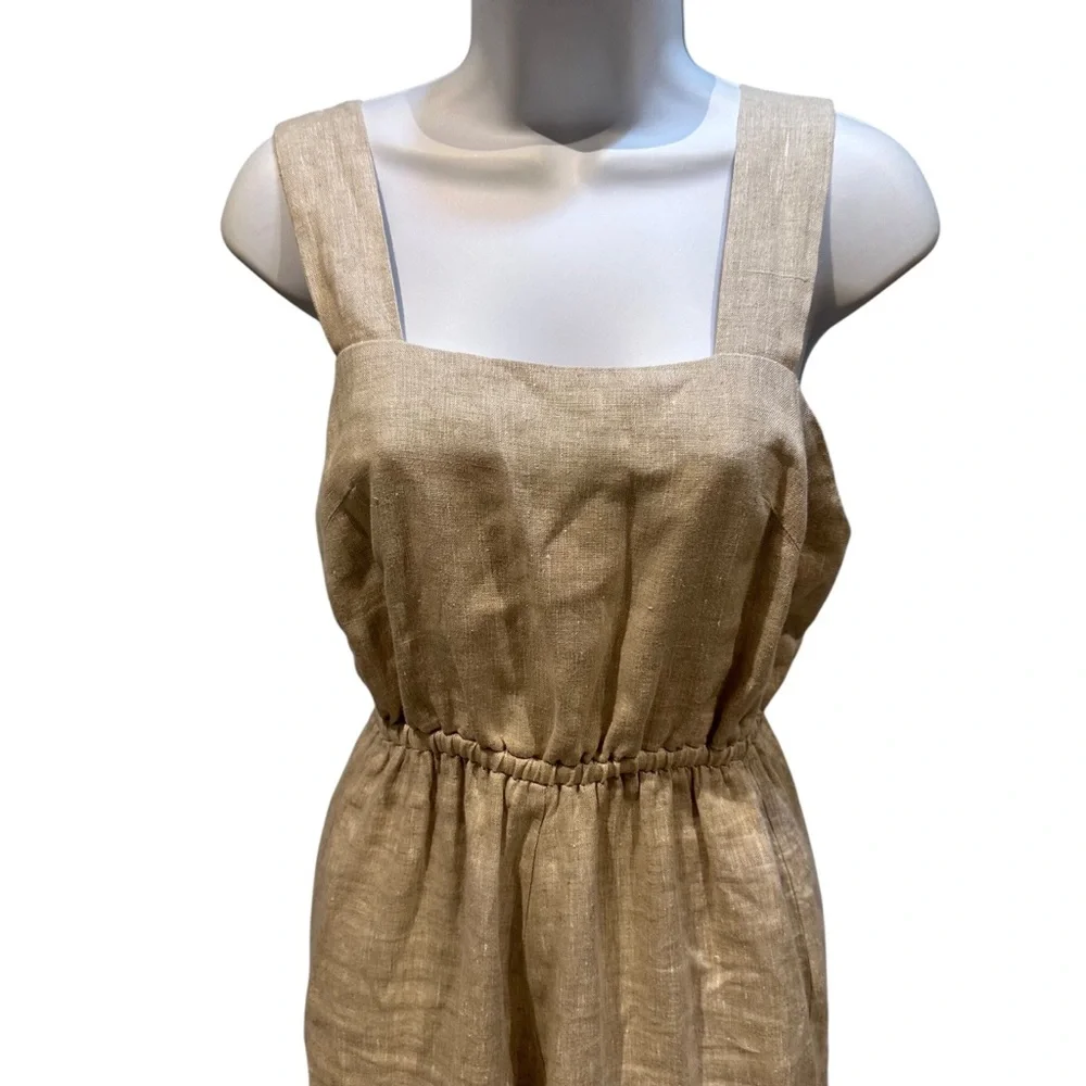 Reformation Linen Trace Jumpsuit in Oatmeal Size 2